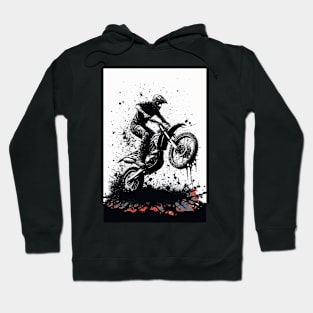 Dirt bike stunt - black and white low angle Hoodie